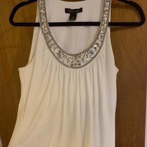 WHBM - embellished white sleeveless top. Size M